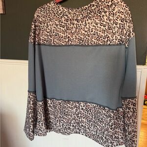 SHEIN Leopard Print and Gray Sweatshirt